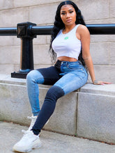 Skinny Jeans mit Farbblock-Spleißen